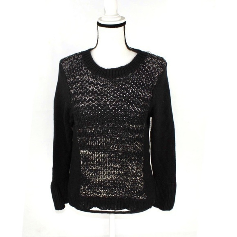 ANTHROPOLOGIE FINE YARN LARGE CURIO KNIT SWEATER.